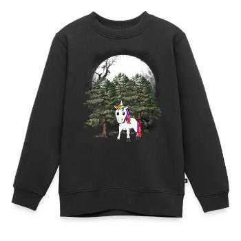 Einhorn Waldbewohner Fabel Fabeltiere Wald Natur - Kinder Premium Organic Sweatshirt - Schwarz - Vorne - AI Model Kid Female (0cm)