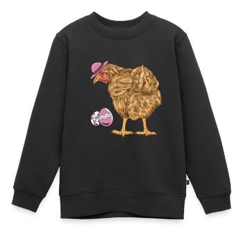Chicken, Poultry, Easter Eggs, Egg, Chicken Farm - Kids Premium Organic Sweatshirt - black - Front - AI Model Kid Female (0cm)
