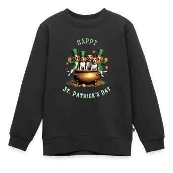 Fête de la Saint-Patrick Beagle I Célébration irlandaise - Sweat Premium enfant bio - noir - Devant - AI Model Kid Female (0cm)