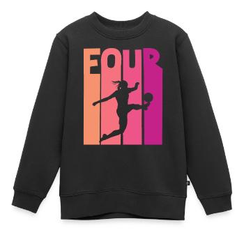 Footballeur Football 4ème Anniversaire - Sweat Premium enfant bio - noir - Devant - AI Model Kid Female (0cm)