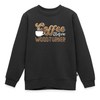 Café de tourneur sur bois avant l’amateur de café de menuisier - Sweat Premium enfant bio - noir - Devant - AI Model Kid Female (0cm)