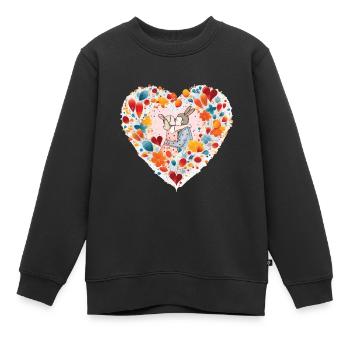 Liebliches Paar Lovely Couple - Kinder Premium Organic Sweatshirt - Schwarz - Vorne - AI Model Kid Female (0cm)