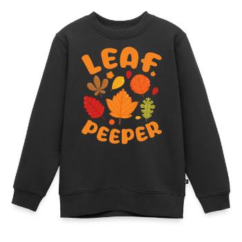 Leaf Peeper feuilles d’automne Collector Leaf Peeping - Sweat Premium enfant bio - noir - Devant - AI Model Kid Female (0cm)