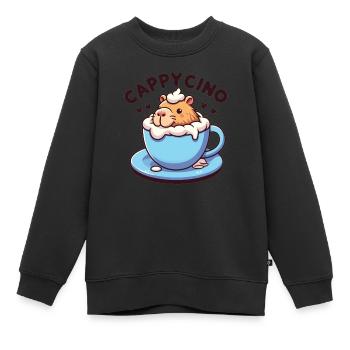 Cappyccino Capybara Café Cappuccino - Sweat Premium enfant bio - noir - Devant - AI Model Kid Female (0cm)