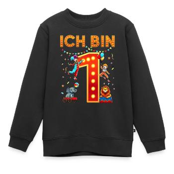 I'm 1 first circus birthday one year old - Kids Premium Organic Sweatshirt - black - Front - AI Model Kid Female (0cm)