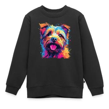 Aquarelle coloré Norfolk Terrier - Sweat Premium enfant bio - noir - Devant - AI Model Kid Female (0cm)