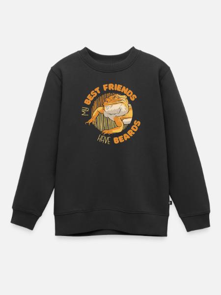 Mes meilleurs amis ont des barbes Pogona Lézard de compagnie - Sweat Premium enfant bio - noir