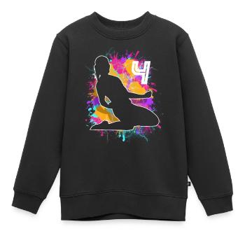 Football Femme Football 4e anniversaire - Sweat Premium enfant bio - noir - Devant - AI Model Kid Female (0cm)