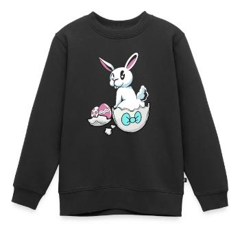 Pâques lapin coquille d’oeuf oeufs oeufs de Pâques oeufs d’enfant oeuf - Sweat Premium enfant bio - noir - Devant - AI Model Kid Female (0cm)