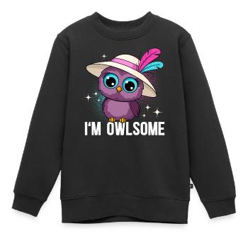 I'M Owlsome Eule Eulen - Kinder Premium Organic Sweatshirt - Schwarz - Vorne - AI Model Kid Female (0cm)
