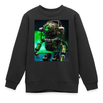 Digitale Kunst eines Roboter-Mikrofons - Kinder Premium Organic Sweatshirt - Schwarz - Vorne - AI Model Kid Female (0cm)