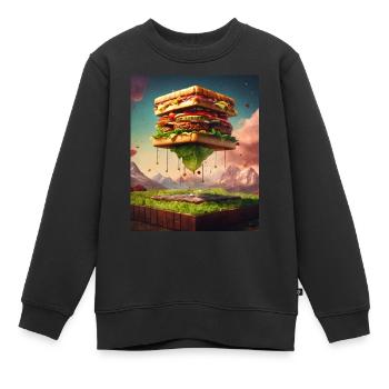 3D Burgerwürfel: Digitale Kunst - Kinder Premium Organic Sweatshirt - Schwarz - Vorne - AI Model Kid Female (0cm)