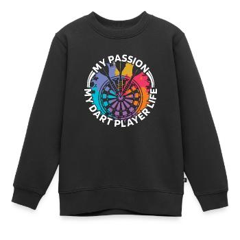 Joueur de fléchettes Ma passion Mon joueur de fléchettes Jeu de fléchettes - Sweat Premium enfant bio - noir - Devant - AI Model Kid Female (0cm)