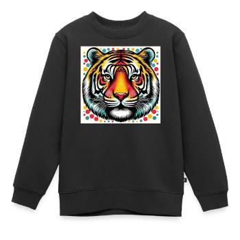 Tiger Pop Art - Kinder Premium Organic Sweatshirt - Schwarz - Vorne - AI Model Kid Female (0cm)