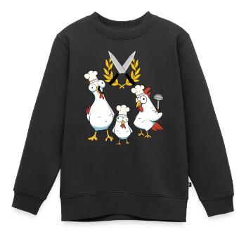 Hobbyköche Hühner Federvieh Koch Restaurant Lokal - Kinder Premium Organic Sweatshirt - Schwarz - Vorne - AI Model Kid Female (0cm)