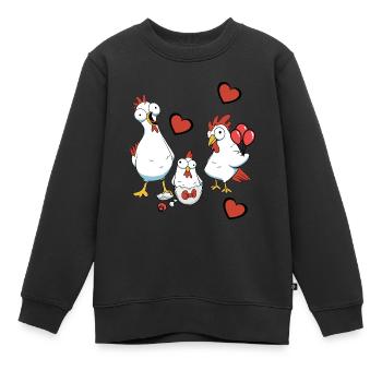 Grossesse, Naissance, Famille, Poulet, Coquille D’oeuf, Oeuf - Sweat Premium enfant bio - noir - Devant - AI Model Kid Female (0cm)