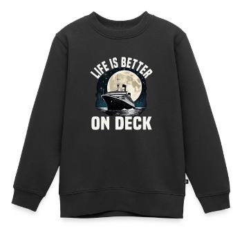 La vie est meilleure sur le pont d’un bateau de croisière Groupe de vacances - Sweat Premium enfant bio - noir - Devant - AI Model Kid Female (0cm)