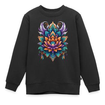 Lebensblume Lotus Spiritualität Design - Kinder Premium Organic Sweatshirt - Schwarz - Vorne - AI Model Kid Female (0cm)