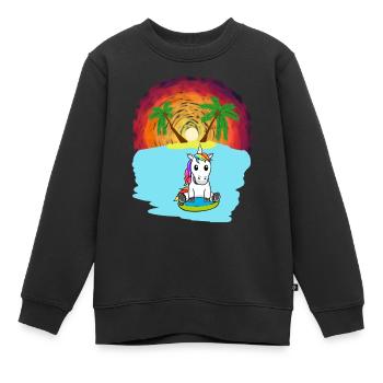Licorne Mers du Sud Vacances Océan Île Détresse Mer Lac - Sweat Premium enfant bio - noir - Devant - AI Model Kid Female (0cm)