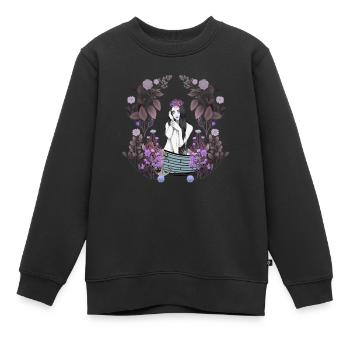 Fille Femme Botte Nostalgique Floral Sensuelle - Sweat Premium enfant bio - noir - Devant - AI Model Kid Female (0cm)