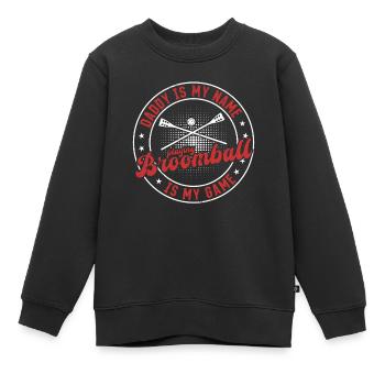 Broomball Daddy Broomball Player Daddy - Kinder Premium Organic Sweatshirt - Schwarz - Vorne - AI Model Kid Female (0cm)