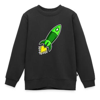 Motif Fusée - Fusée Verte - Sweat Premium enfant bio - noir - Devant - AI Model Kid Female (0cm)