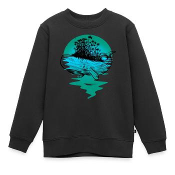 baleine, poisson, océan, mammifères marins - Sweat Premium enfant bio - noir - Devant - AI Model Kid Female (0cm)