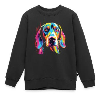 Aquarelle colorée arbre Walker Coonhound - Sweat Premium enfant bio - noir - Devant - AI Model Kid Female (0cm)