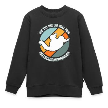 Fallschirmspringen Fallschirmspringer - Kinder Premium Organic Sweatshirt - Schwarz - Vorne - AI Model Kid Female (0cm)
