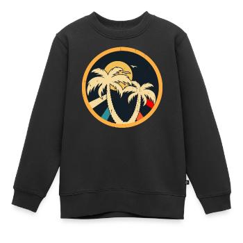 Palmiers - Sweat Premium enfant bio - noir - Devant - AI Model Kid Female (0cm)