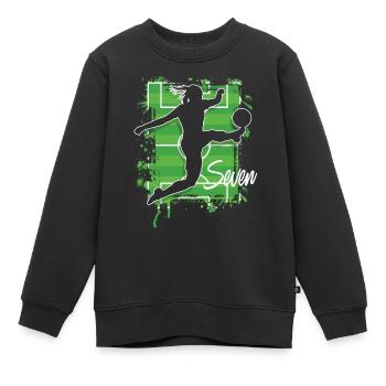 Footballeur Football 7ème Anniversaire - Sweat Premium enfant bio - noir - Devant - AI Model Kid Female (0cm)