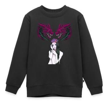 Mädchen Frau Drachen Fantasy Fabel Fabelwesen - Kinder Premium Organic Sweatshirt - Schwarz - Vorne - AI Model Kid Female (0cm)
