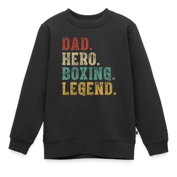 Papa Held Boxlegende - Kinder Premium Organic Sweatshirt - Schwarz - Vorne - AI Model Kid Female (0cm)