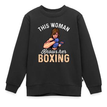 Diese Frau kennt ihr Boxen - Kinder Premium Organic Sweatshirt - Schwarz - Vorne - AI Model Kid Female (0cm)