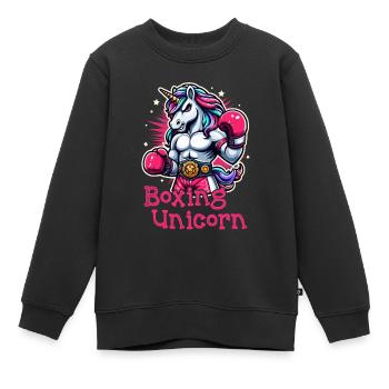 Boxen Einhorn - Kinder Premium Organic Sweatshirt - Schwarz - Vorne - AI Model Kid Female (0cm)