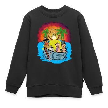 Expédition dans les mers du Sud, Voyage, Aventure, Cacahuètes, Ahoy - Sweat Premium enfant bio - noir - Devant - AI Model Kid Female (0cm)