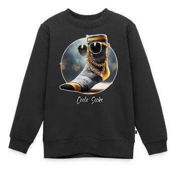Jeu de mots ambigu sur l’expression allemande – Coole Socke - Sweat Premium enfant bio - noir - Devant - AI Model Kid Female (0cm)