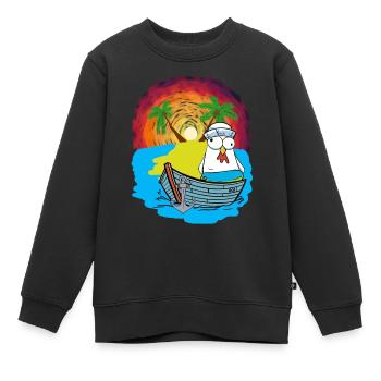 Hühner Matrosen Boot Strand Schwimmring Ahoi - Kinder Premium Organic Sweatshirt - Schwarz - Vorne - AI Model Kid Female (0cm)