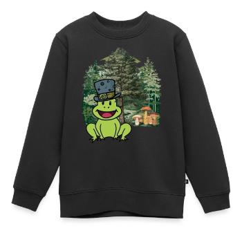 Habitant de la forêt, crapaud, chapeau, grenouille, animaux de la forêt, enfant - Sweat Premium enfant bio - noir - Devant - AI Model Kid Female (0cm)
