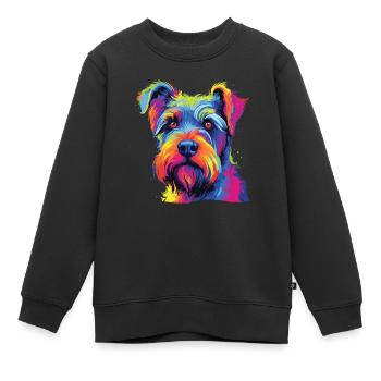 Aquarelle colorée Standard Schnauzer - Sweat Premium enfant bio - noir - Devant - AI Model Kid Female (0cm)