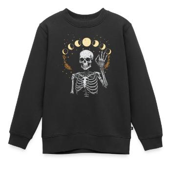 Mond Geist Skelett Geisterstunde Halloween Spuk - Kinder Premium Organic Sweatshirt - Schwarz - Vorne - AI Model Kid Female (0cm)