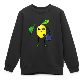 Zitrone Frucht Obst Gärtner Gießkanne Gartenarbeit - Kinder Premium Organic Sweatshirt - Schwarz - Vorne - AI Model Kid Female (0cm)