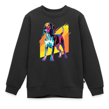 Aquarelle colorée arbre Walker Coonhound - Sweat Premium enfant bio - noir - Devant - AI Model Kid Female (0cm)