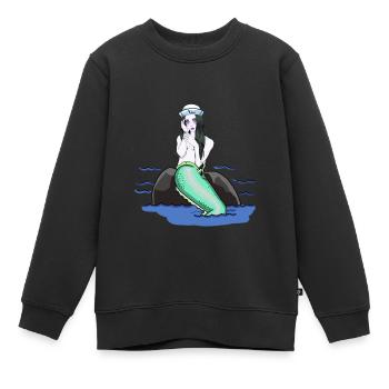 Fantasy Nixe Meerjungfrau Matrose Seefahrer - Kinder Premium Organic Sweatshirt - Schwarz - Vorne - AI Model Kid Female (0cm)