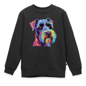 Aquarelle colorée Standard Schnauzer - Sweat Premium enfant bio - noir - Devant - AI Model Kid Female (0cm)