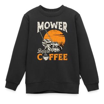 Tondeuse avant le café Jardinage Tondeuses amateurs de café - Sweat Premium enfant bio - noir - Devant - AI Model Kid Female (0cm)