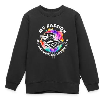 Harvester Lover My Passion My Harvester Farmer - Kinder Premium Organic Sweatshirt - Schwarz - Vorne - AI Model Kid Female (0cm)