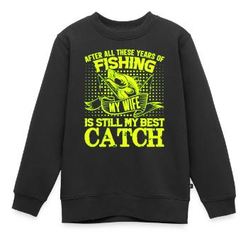fisch, fisch, angeln, see, meer, angeln, fauna, exotisch - Kinder Premium Organic Sweatshirt - Schwarz - Vorne - AI Model Kid Female (0cm)