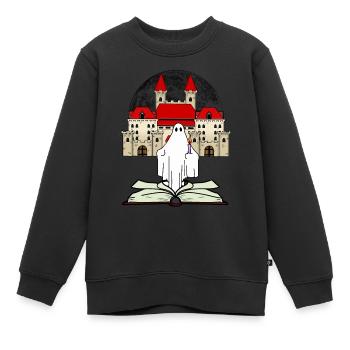 Schloss Buch Gespenst Geisterstunde Mitternacht - Kinder Premium Organic Sweatshirt - Schwarz - Vorne - AI Model Kid Female (0cm)