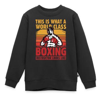 So sieht ein Weltklasse-Boxlehrer aus - Kinder Premium Organic Sweatshirt - Schwarz - Vorne - AI Model Kid Female (0cm)
